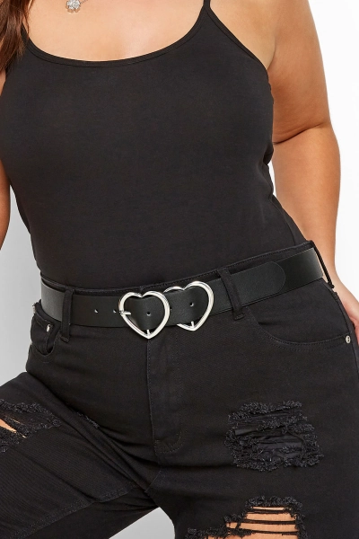 Black & Silver Double Heart Belt