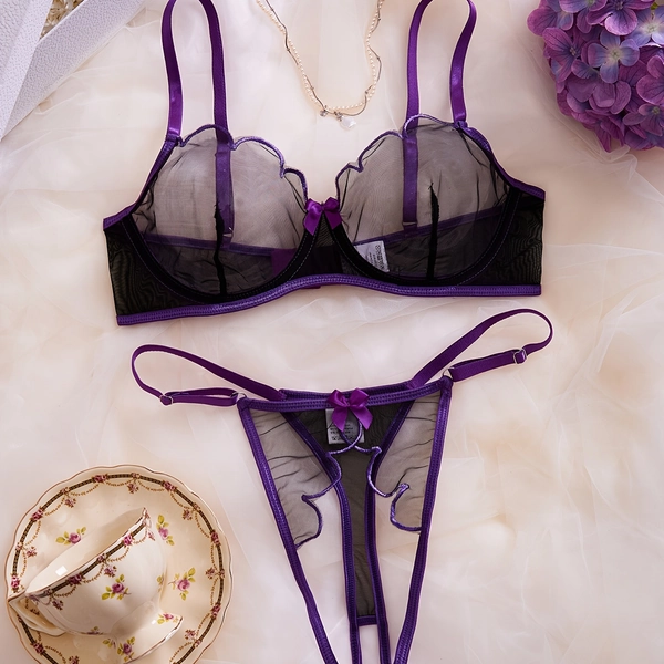 Zhenqing Women's 2pcs Set, Purple Charm, Tipsy Reverie, Sexy Lingerie Set