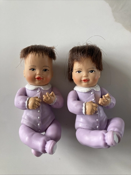 Vtg 1987 Bandai Tiny Blessings "Baby Lee Ann" Dolls - Pair of 2 - Rare 80s Toys