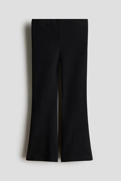 Flared Cotton Leggings - Black