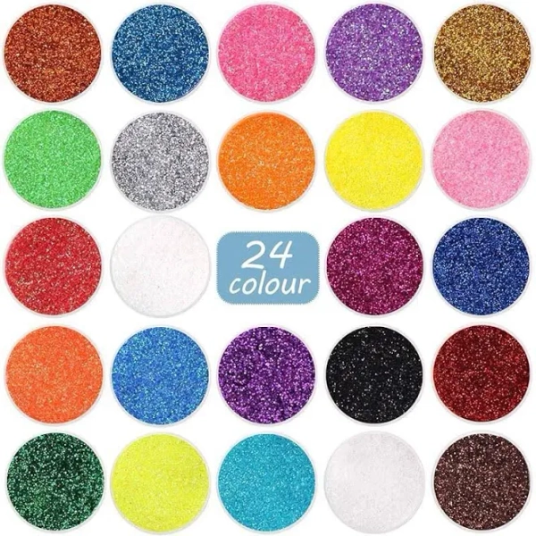 24 Colours Ultra Fine Glitter Powder Dust Face Body DIY Decoration Nail Art Tips