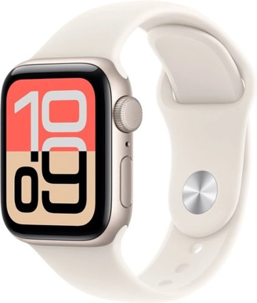 Apple Watch SE 3 (GPS) 40mm Starlight Aluminum Case with Starlight Sport Band - S/M - Starlight - (2025)