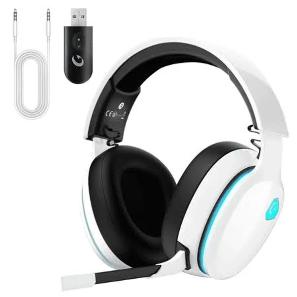 Ecomoment Wireless Gaming Headset for Ps5, PC,Switch,Mac with Bluetooth 5.3, 2.4GHz USB Gaming Headphones with Mic, 3.5mm Wired Mode for Xbox Series,