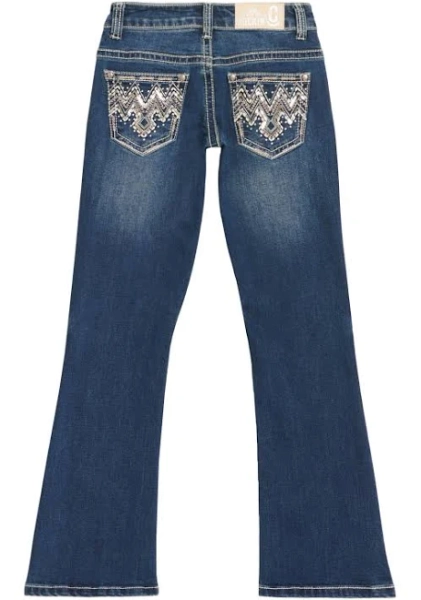 Rockin' C Girl's Embroidered Chevron Boot Cut Jeans