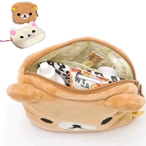 Rilakkuma Cute Makeup Organizer Storage Bag Cartoon Bear Plush Kawaii Cosmetic Cosmetic Bags Vanity Beauty Case Cute Pencil Case