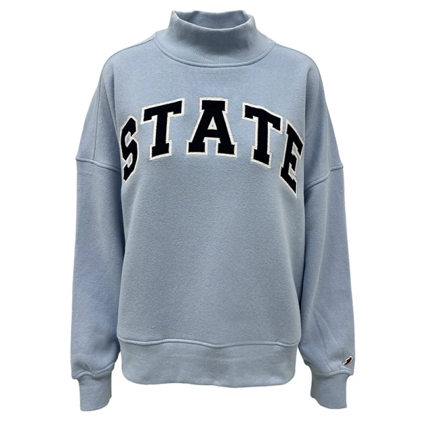 League Ladies STATE Mock Neck Crew Sweatshirt - Lt Blue - Blue / S