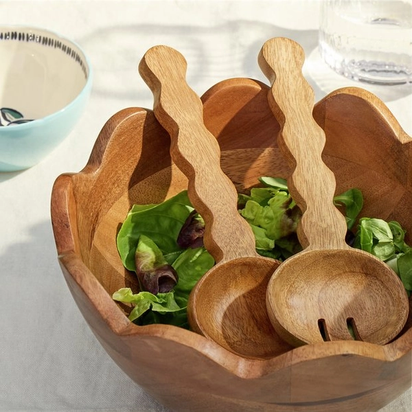 Buy Habitat Wooden Salad Servers | Serving bowls and platters | Argos