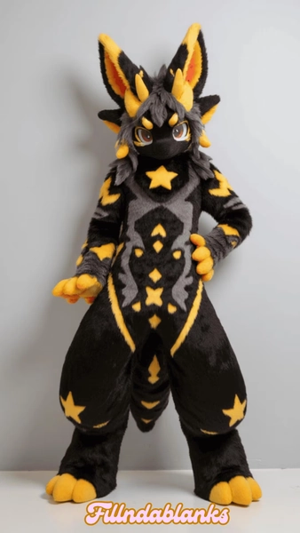 Shadow Night Starlight Dog Fursuit Full Body Suit, Custom Fursuit Head, Kenomo Theme Party, Fursuit Mask, Fantasy Creature, Fursuit Fans