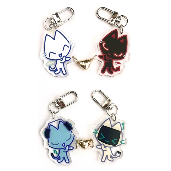 (Choose “music + computer charm”) Cat Magnetic Heart Pair/Couple Keychain Charms