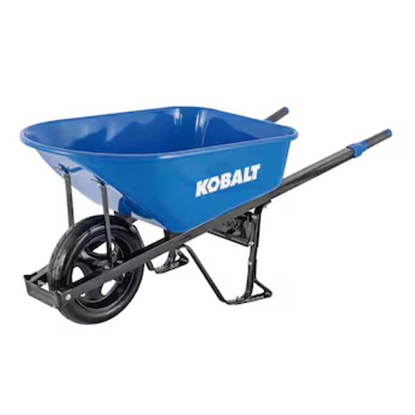 Kobalt 6-cu ft 1 Wheel Steel Push Wheelbarrow Flat-Free Tire P6-SF-K  34402 at Lowes.com