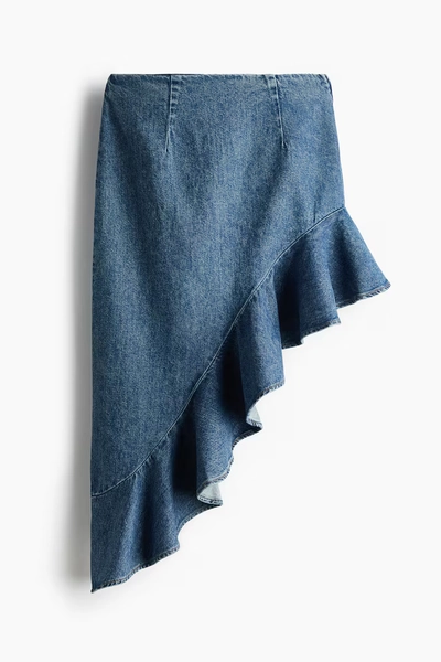 Asymmetric Denim Skirt