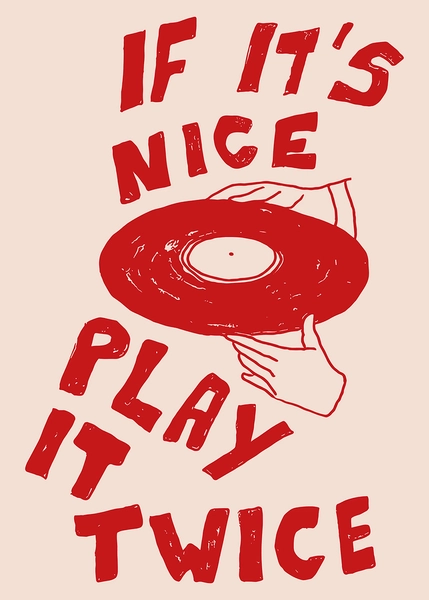 'If it's Nice Play it Twice Print, Vintage Music Wall Art, Record Player Poster, Trendy Poster, Band ...' Poster, picture, metal print, paint by Cosmic Vibes | Displate