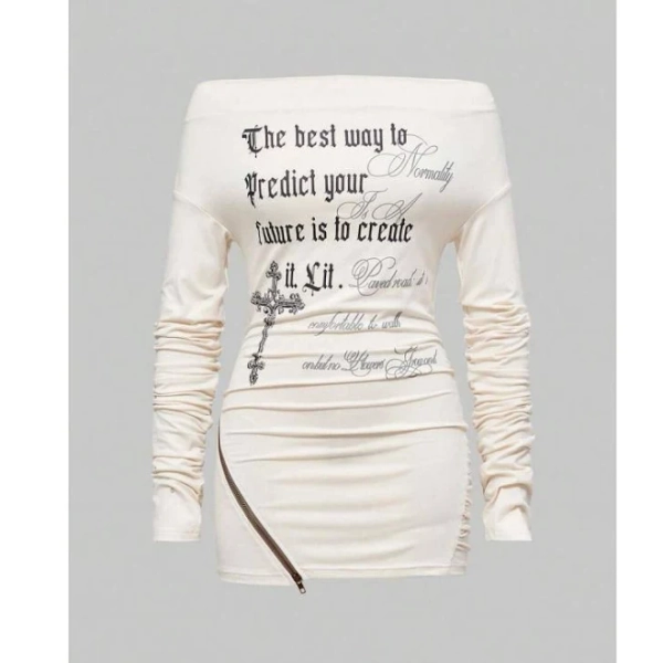 Grunge Punk Y2k Retro Punk Cowl Neck Long Sleeve Fitted Knit Top