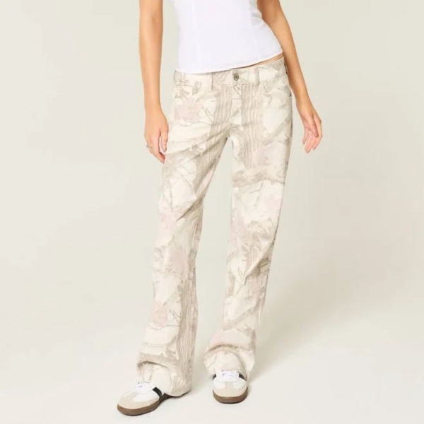 Hollister Women's Low-Rise Baggy Camo Jeans