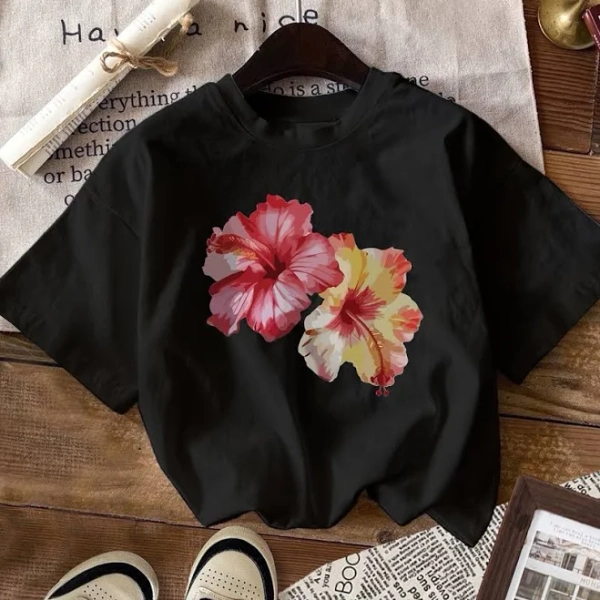 Hibiscus Flower Print T-Shirt