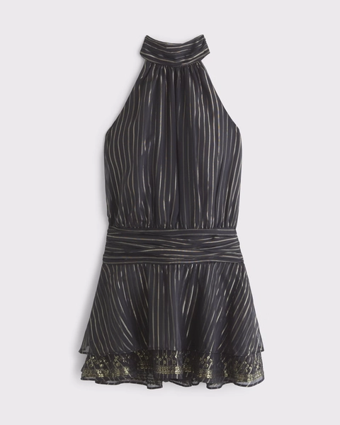 Halter Lurex Open-Back Skort