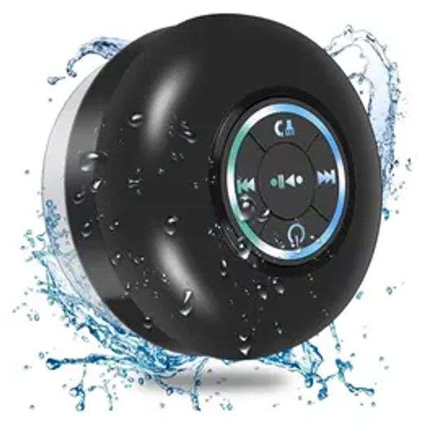 Mini Bluetooth Shower Speaker with LED light, Portable IPX4 Waterproof, Hands-Free Speakerphone. Rechargeable Using Micro USB, Wireless Stereo for Beach, Shower & Home
