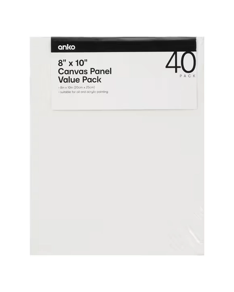 40 Pack 8in. x 10in. Canvas Panel Value Pack - White - One Size