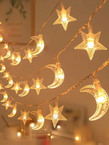 1pc 10/20/30 Led 2/3/4.5m Stars & Moon Design Fairy Tale Style String Light, Ideal For Room Decoration, Birthday, Party, Wedding, Four Season All-Match Lighting, Gift