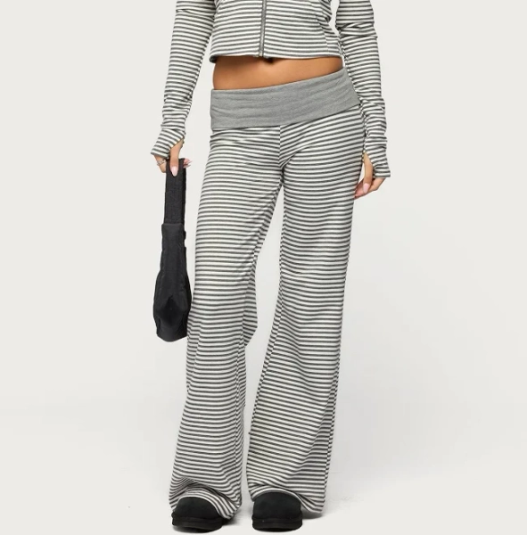 Edikted Women's Meggy Striped Foldover Pants