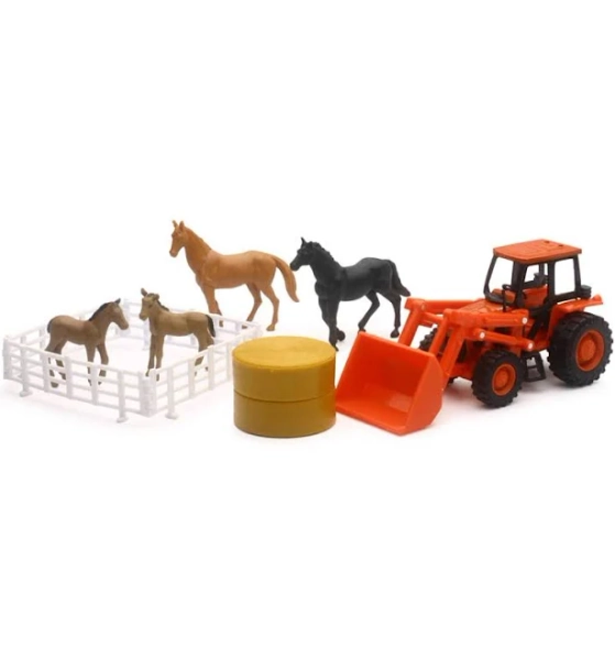 New Ray Kubota Farm Tractor with Horses