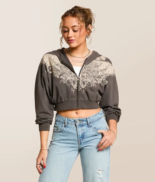 XX-Large Volcanic Ash Pigment Dye Aristocrat Cropped Hoodie