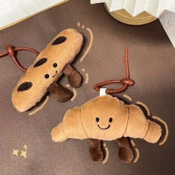 Kawaii Croissant Long Bread Series Plush Keychain Cute Decoration Backpack Pendant Plush Toy Doll