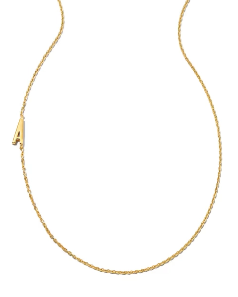 Letter S Inline Initial Necklace in 18k Gold Vermeil