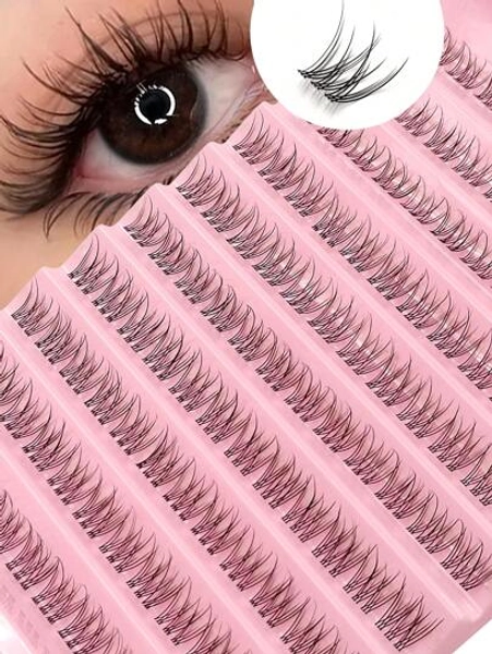 Asiteo 120pcs D Curling Transparent Stems Single Lash Clusters, Natural DIY Individual Lashes, Slender Cross Eyelash Fishtail Design Soft And Lightweight Very Suitable For Daily Or Commuting Makeup Lash Clusters,Eye Lash Clusters,Individual Eyelashes,Lashes,Fake Lashes