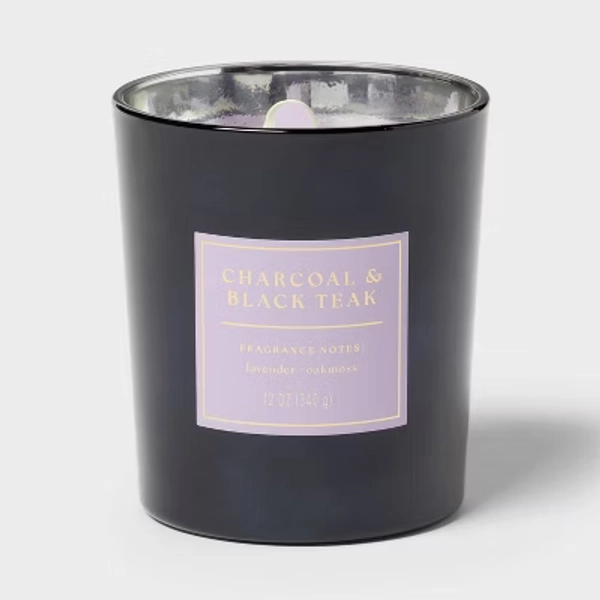 Charcoal and Black Teak Jar Candle 12oz - Threshold™