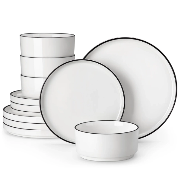 MALACASA  12 Piece Porcelain China Dinnerware Set - Service for 4 & Reviews | Wayfair.co.uk