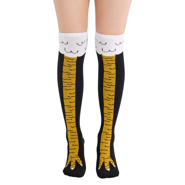 Novelty Funny Chicken Leg Socks for Adults Kids Crazy Chicken Feet Socks Knee-High Stockings Christmas Halloween Gifts