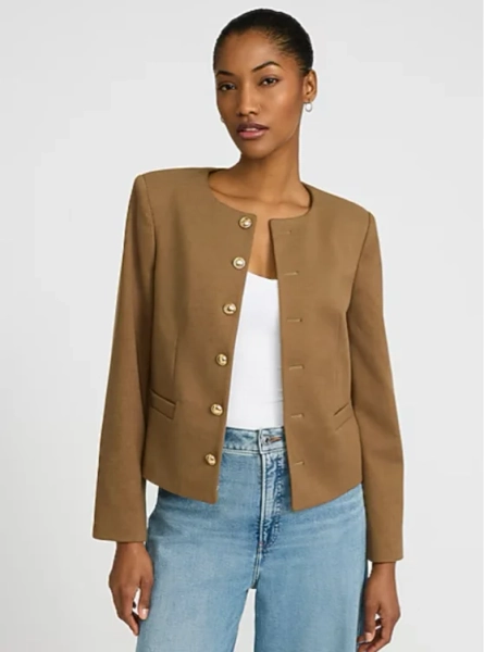 Express Women's Novelty Button Collarless Jacket