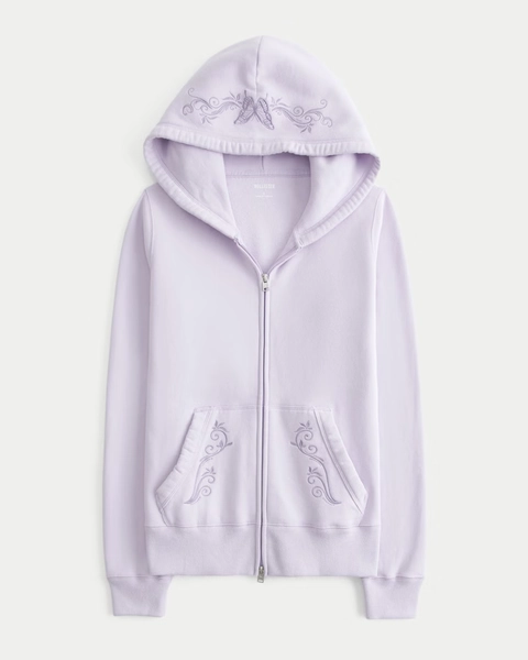 Embroidered Zip-Up Hoodie