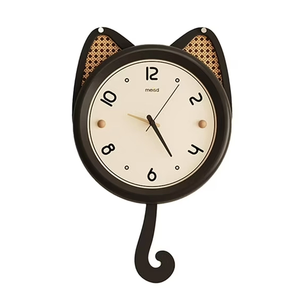 ITIGOITIE French Retro Wall Clock, Detachable Pendulum Design, Black Cat