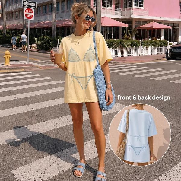 Bikini Beach Shirt, Comfort Colors Bikini Cover Up Tee, Oversized Summer Vacation Shirt, Coastal Graphic Top - Walmart.com