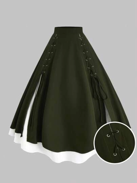 Sweetra Fall Autumn And Winter Plus Size Women Gothic Vintage Medieval Long Skirt