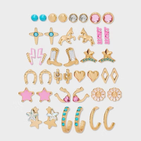 Girls' 20pk Western Cowgirl Earring Set - art class™