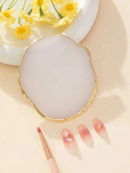 Resin Nail Art Palette, Faux Agate Display Board, Lightweight Round Nail Art Mixing Palette For Women, Pink,Nail Supplies,Nail Tools,Nail Art Tools,Back To School,Nails,Nail Tools For Press On Nails