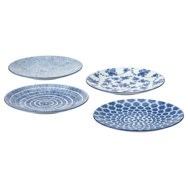 ENTUSIASM Side plate - patterned/blue 7 "
