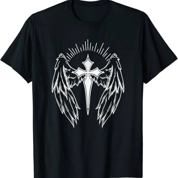 Gothic Cross and Wings T-Shirt