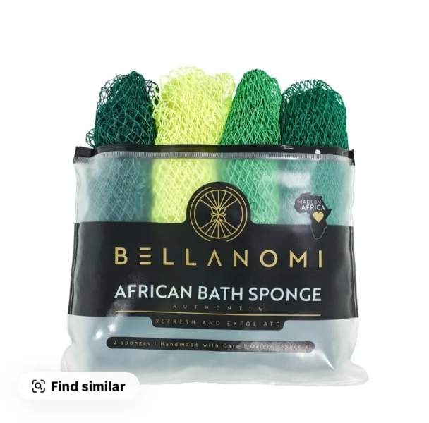 Bellanomi 4 Pack African Exfoliating Net Sponge Bundle, Best Value, Classic Texture Body Scrubber
