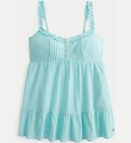 Women's Hollister Blue Icon Tunic Babydoll Top