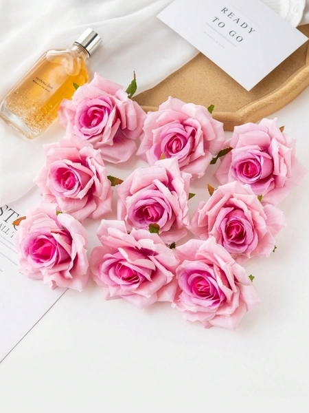 5/15/25pcs Artificial Rose Flower Heads, Wedding Decor Bridal Bouquet Wrist Corsage Supplies, Flower Wall Arrangement, Home Decor, New Year, Valentine's Day Gift