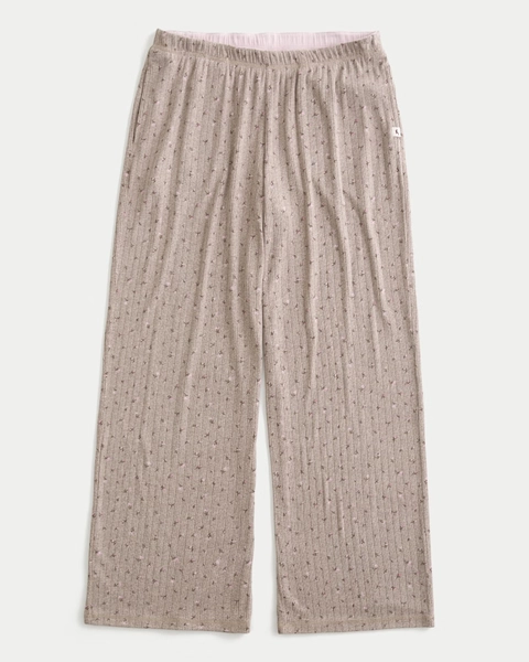 Cozy Pointelle Wide-Leg Pants