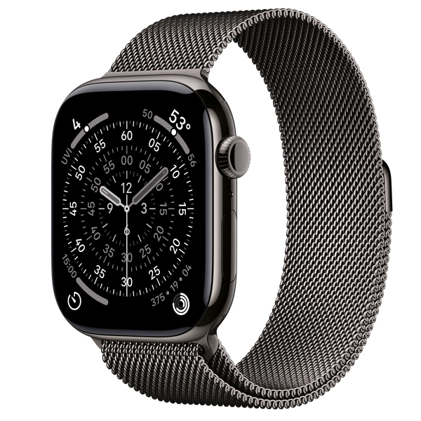 Apple Watch Series 11 GPS + Cellular, 46mm Slate Titanium Case with Slate Milanese Loop - M/L
