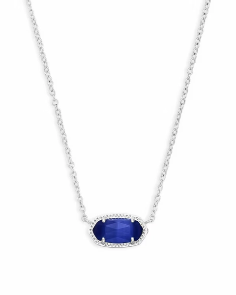 Elisa Silver Pendant Necklace in Cobalt Cats Eye