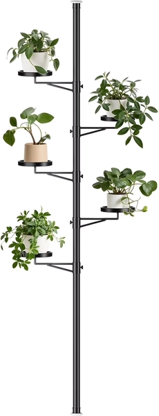 Tension Rod Plant Stand, 5 Tier Tension Pole Plant Stand with 5 Metal Trays, Plant Poles for Hanging Plants Indoor, Floor to Ceiling Plant Pole Hanging Plant Stand - Walmart.com