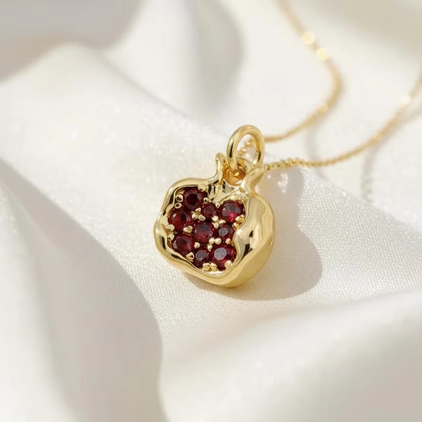 Gold Pomegranate Necklace, 24k Gold Filled,Symbol of Abundance & Prosperity, Dainty Gift for Her