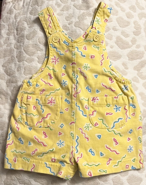 Nursery Rhyme Romper Baby 6 Month Yellow Shorts Beach 80’s Cotton vintage